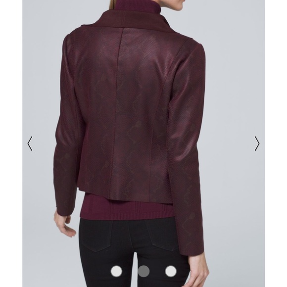 WHBM Cabernet snakeskin faux leather drape jacket. - Picture 2 of 5
